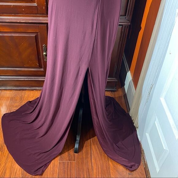 Elizabeth K. Deep Purple Halter Prom Dress - Picture 5 of 14